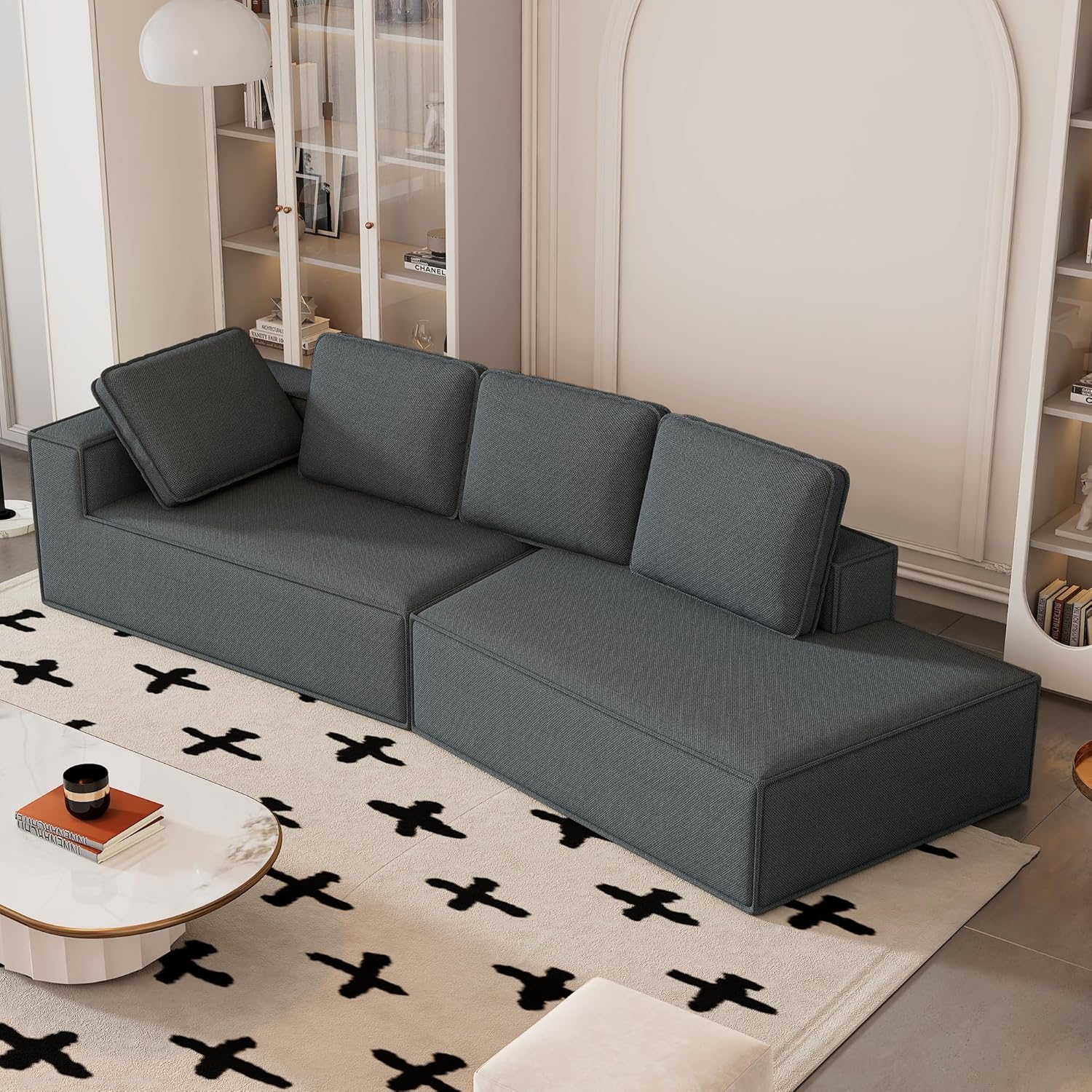 Grey Chaise Lounge Sofa Sleeper Sofa L29184