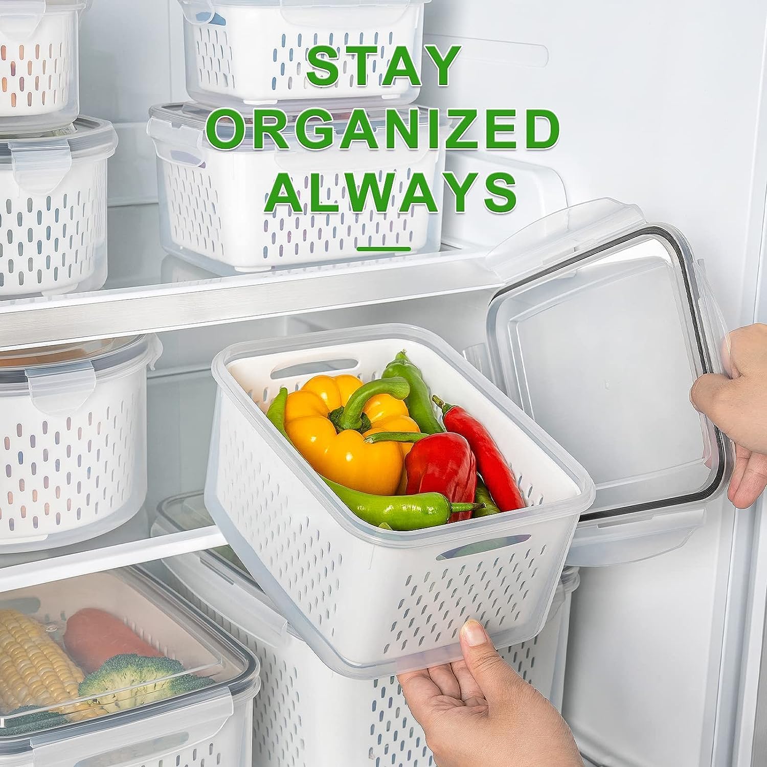 6 PCS Large Leakproof Food Storage Containers with Removable Colander M879228