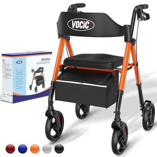 Inky Black Foldable Rollator Walker with Seat I765