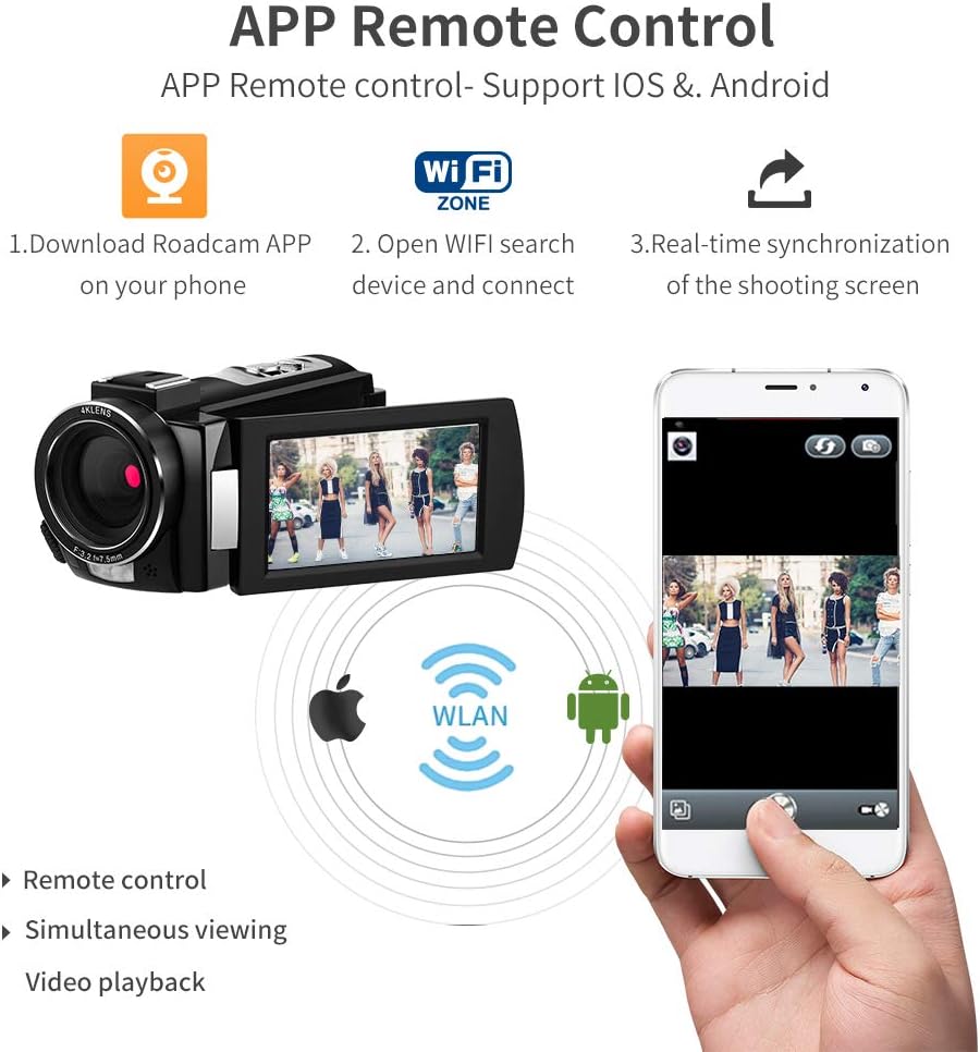 4K Video Camera Camcorder with IR Night Vision 3.0 IPS Touch Screen A872