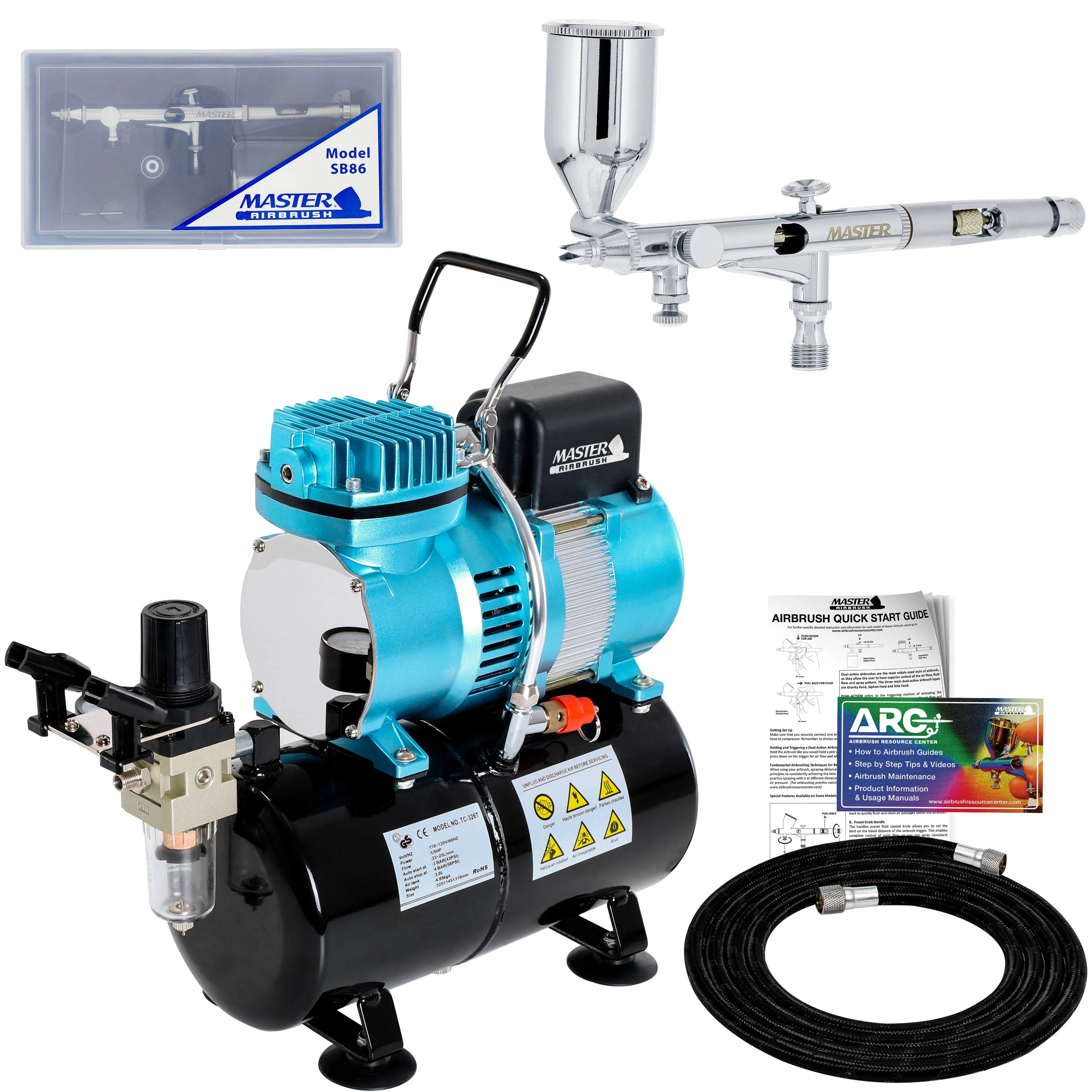 Precision Detail Control Dual-Action Side Feed Gravity Airbrush Set with 0.2mm Tip T686