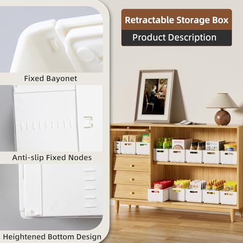 White 3PCS 3.84L Retractable Plastic Storage Bins with Handles R441652