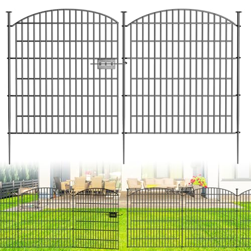 10 Panels No Dig Decorative Garden Fence 40 in x 23.6 ft Rustproof Metal Fencing I6727