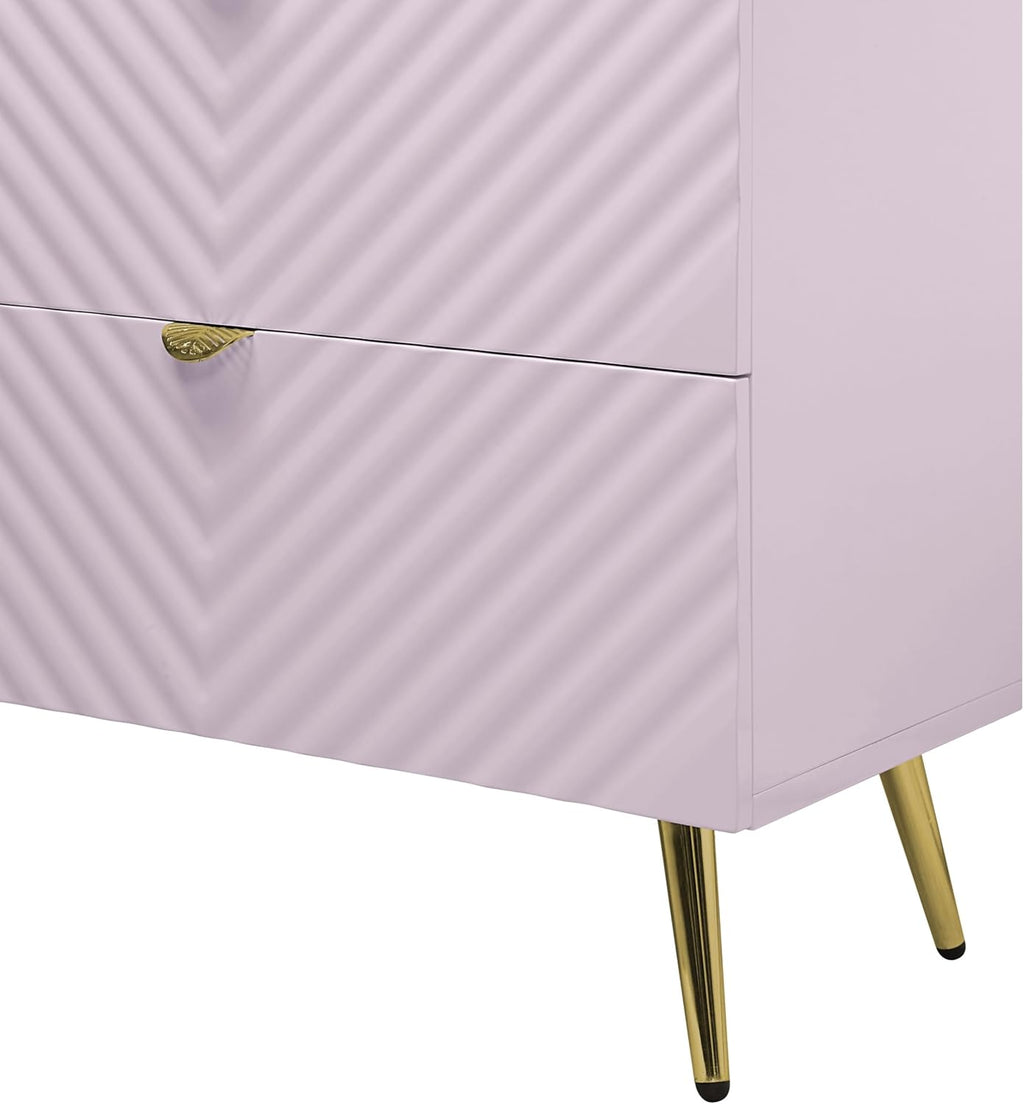 6-Drawer Pink Wood Metal Dresser C784