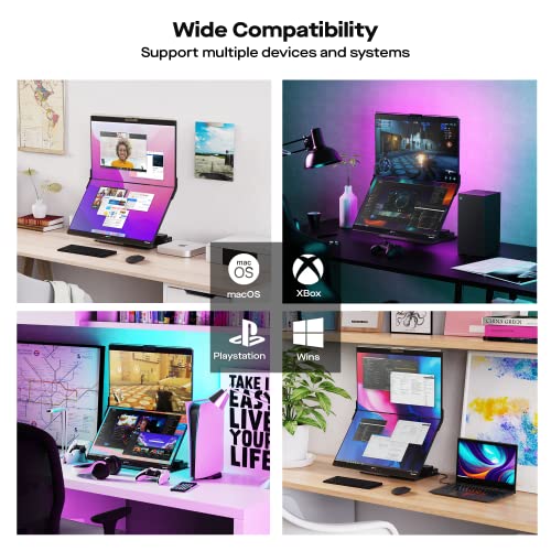Dual 24" Stacked Computer Monitors with 1080P Webcam & Speakers, 65W USB-C Charging C842579