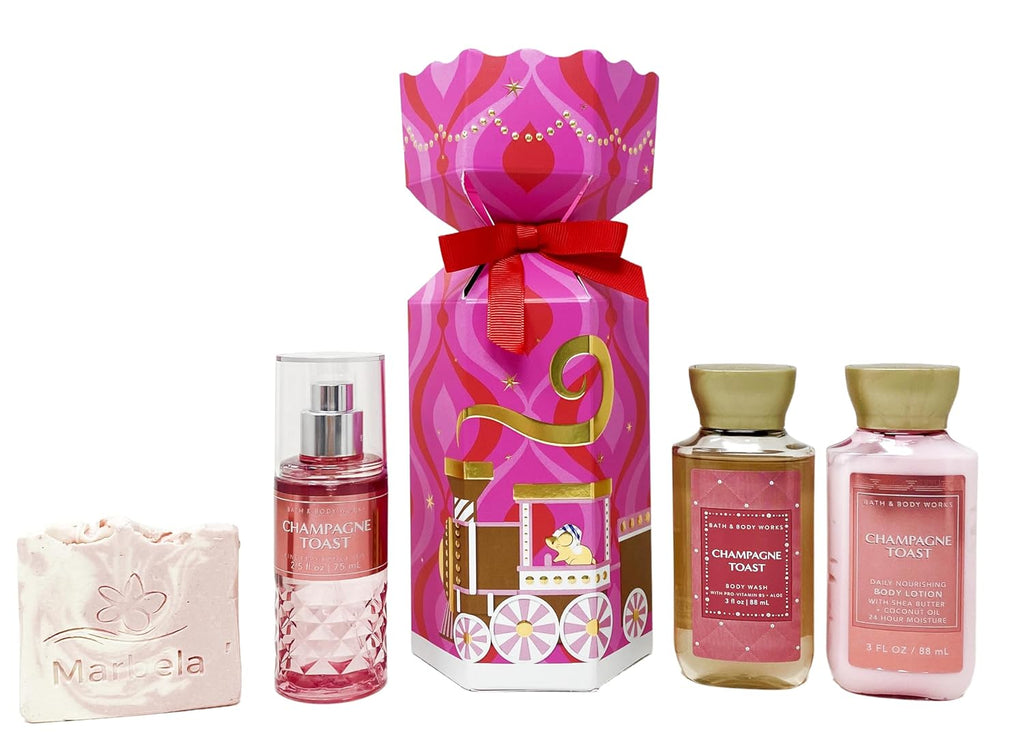 Champagne Toast Mini Gift Set Fine Fragrance Mist Body Lotion Body Wash Sample Soap C2598