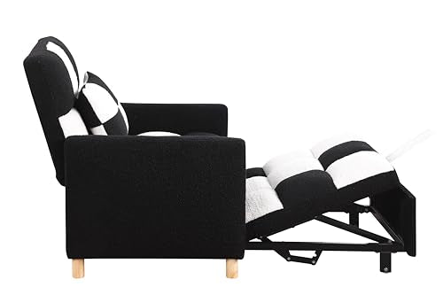 Adjustable Velvet Sleeper Sofa Chair Bed with Pillow V8455