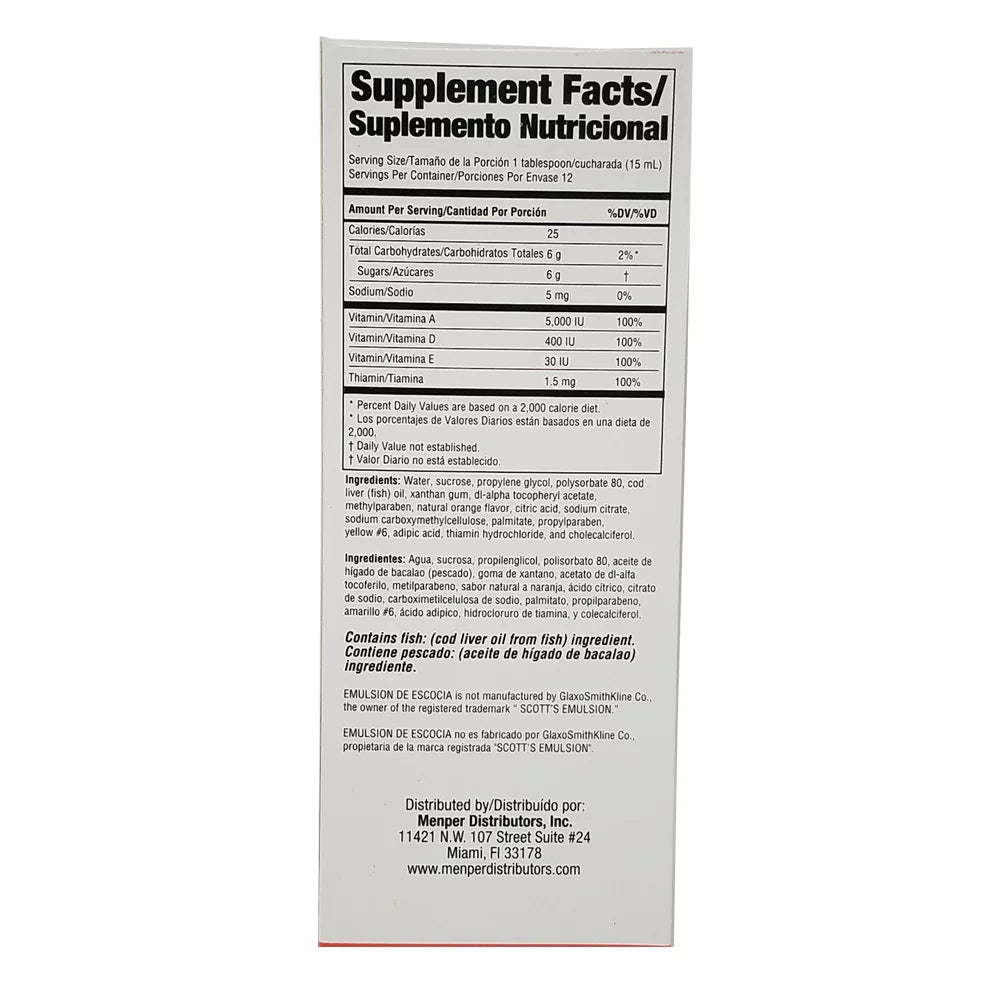 Orange Flavored Cod Liver Oil Dietary Supplement, Pack of 3 N60977