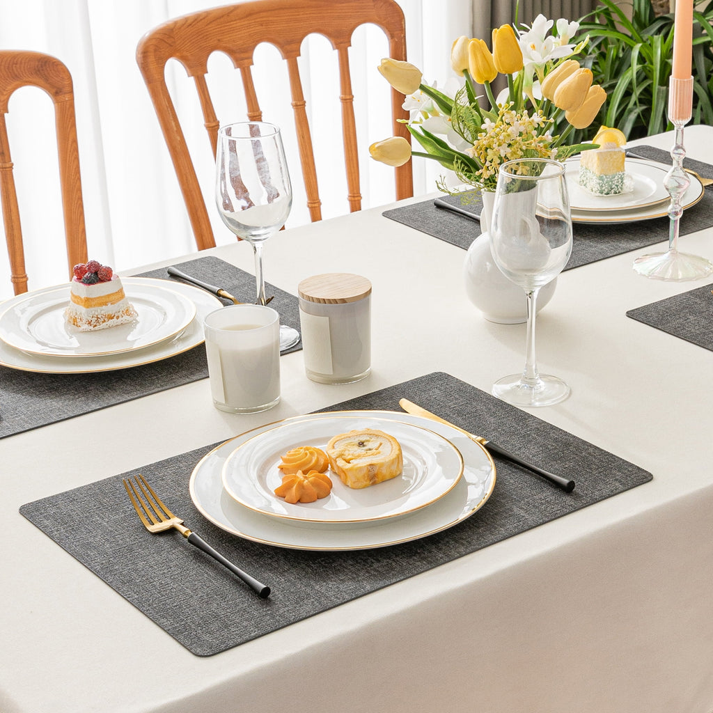 Dark Grey PU Faux Leather Vinyl Placemats Set of 6 Z108