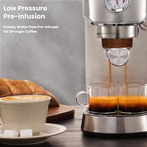 Beige Espresso Machine with Milk Frother W109650