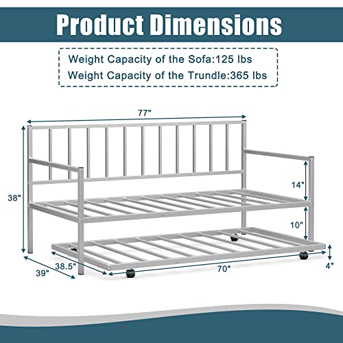 Silver Metal Twin Daybed with Trundle Z871989