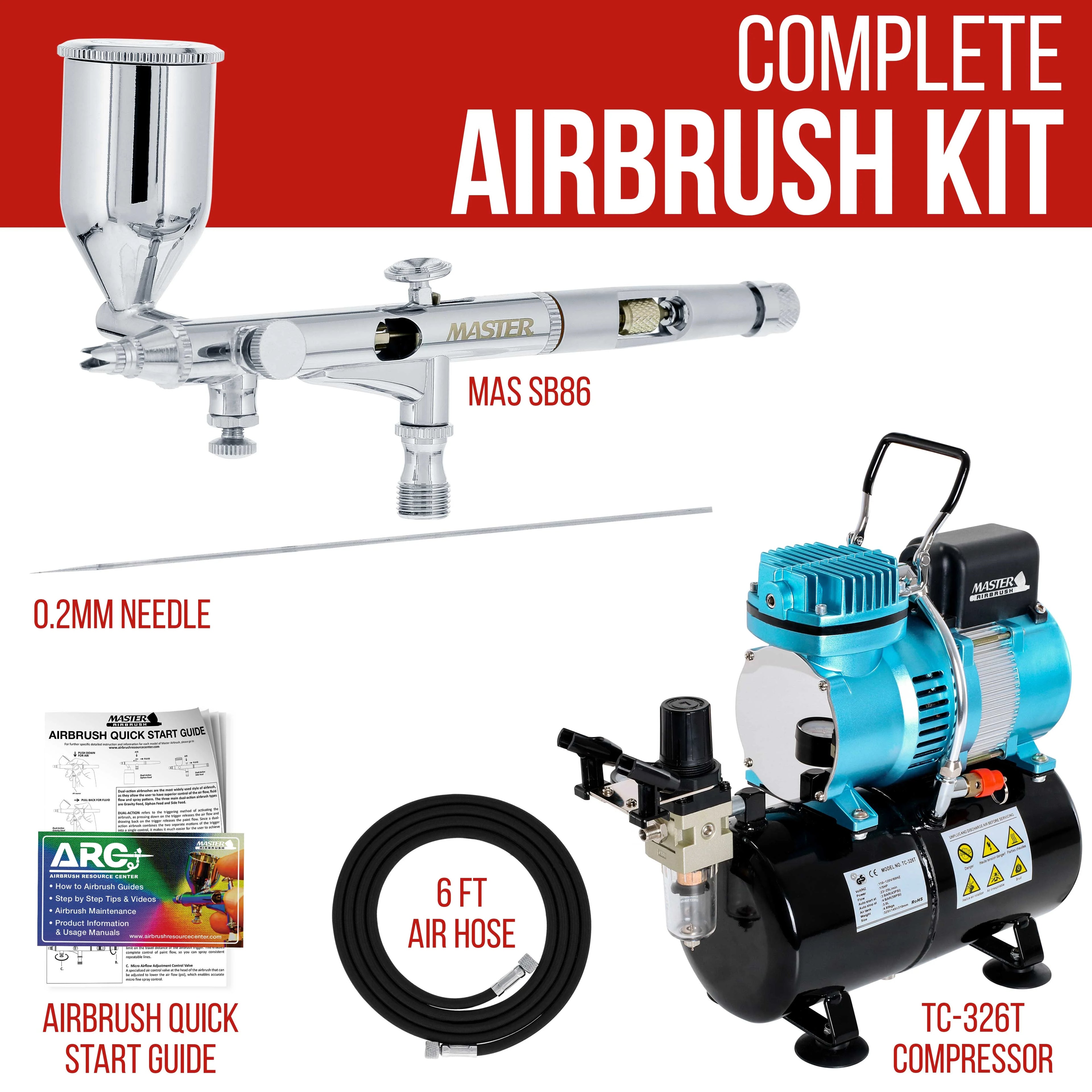 Precision Detail Control Dual-Action Side Feed Gravity Airbrush Set with 0.2mm Tip T686
