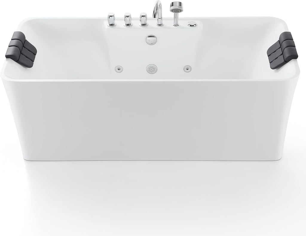 67 Inch Freestanding Acrylic Whirlpool Bathtub with 8 Jets, White T737149