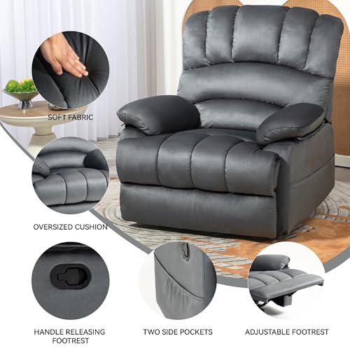 Oversized Fabric Recliner Chair with Footrest (Yellow) S182
