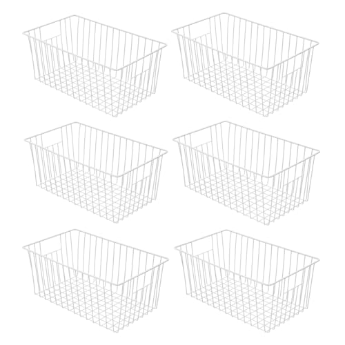 White Wire Freezer Organizer Baskets, Set of 6 H6834