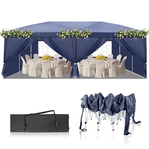 10x20ft Pop Up Canopy Tent with 6 SideWalls (Black) M35657