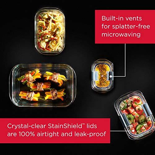 Glass Food Storage Containers Set (4 containers + 4 lids) and Large 9.6 Cup Container B358880