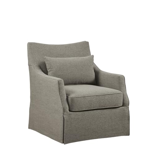 Beige Swivel Accent Armchair with Lumbar Pillow J113