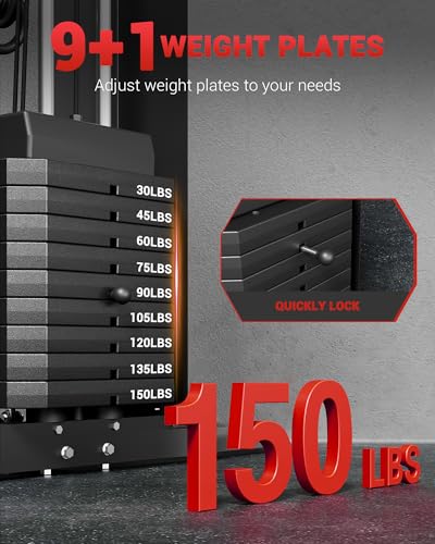 150LBS Weight Stack Multifunctional Home Gym Machine D355