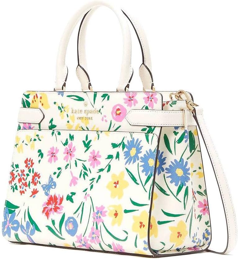 Cream Medium Top Zip Satchel Crossbody L6866