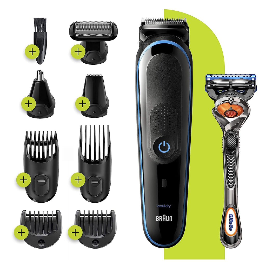 9-in-1 Hair Clippers, Beard, Ear and Nose Trimmer, Cordless & Rechargeable, Black/Blue Y2003