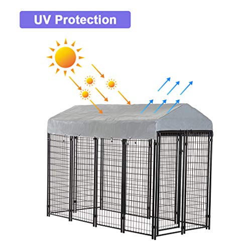 8 x 4 x 6 Ft Metal Galvanized Dog Kennel with Cover V266050