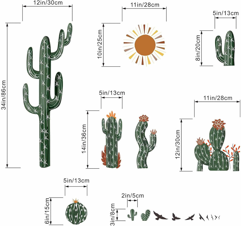 Green Plants Tropical Desert Cacti Wall Decals C1999
