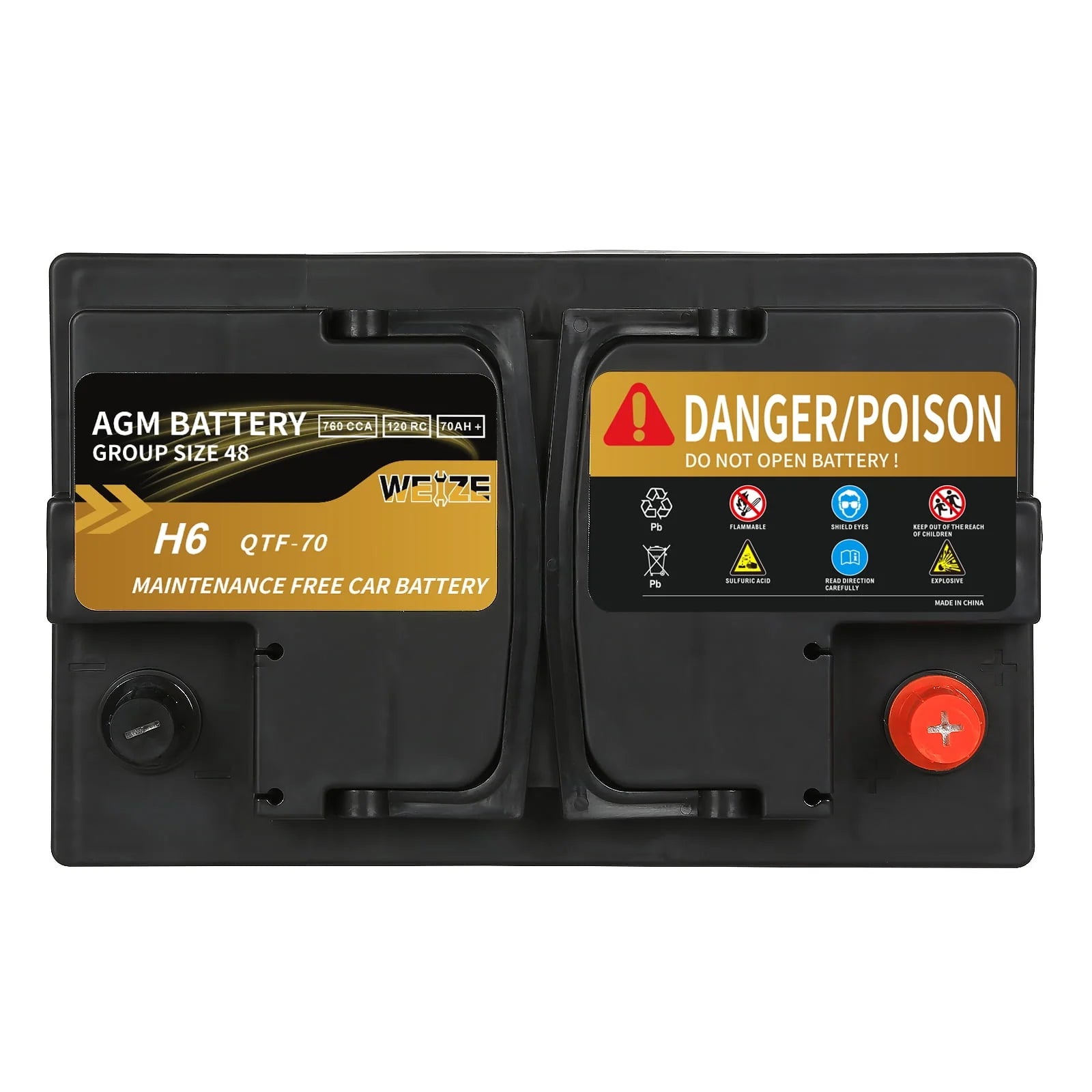 12v 80ah 140RC 850CCA AGM Automotive Battery I287