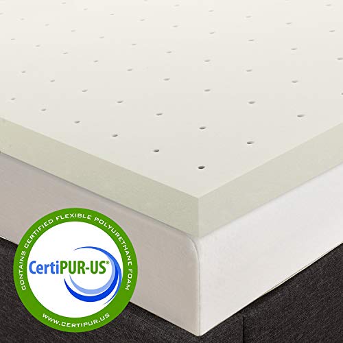 2.5 Inch Ventilated Memory Foam Mattress Topper Short Queen White P86166