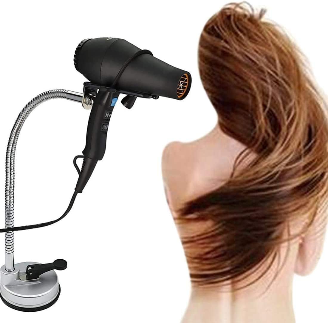 Stainless Steel 360 Degree Rotating Hair Dryer Holder Stand with Suction Cup H24675