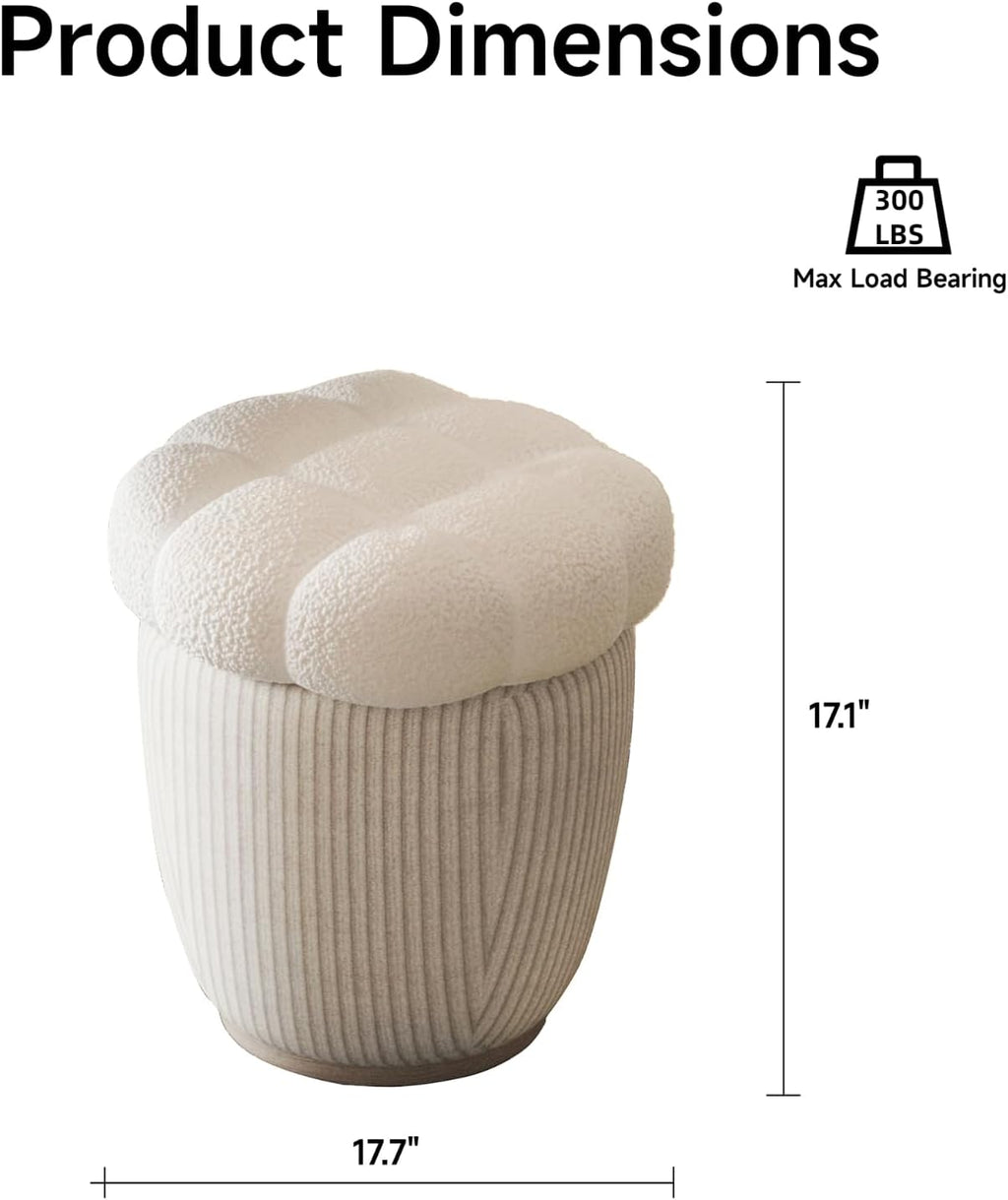 White Round Ottoman with Removable Lid T15240