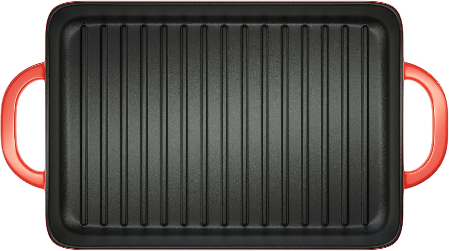 Red Enamel Cast Iron Grill Pan D244