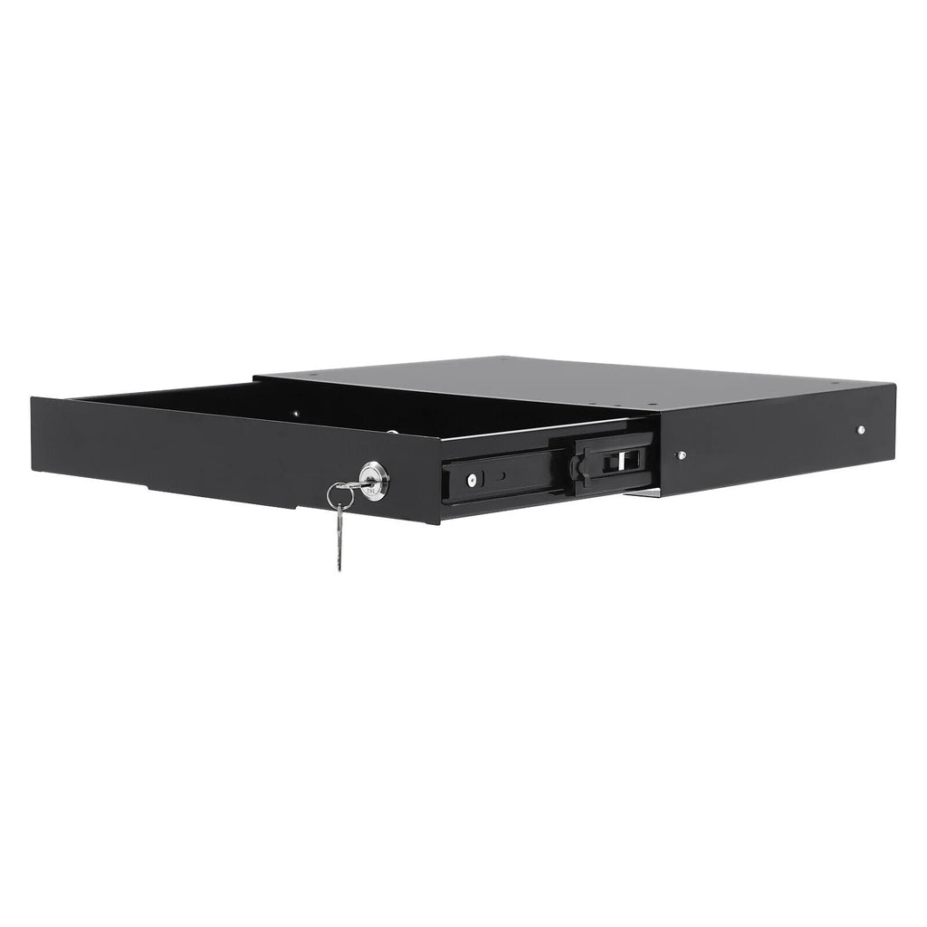 Black Rectangular Under Desk Mounted Iron Drawer Storage with Keys E40411