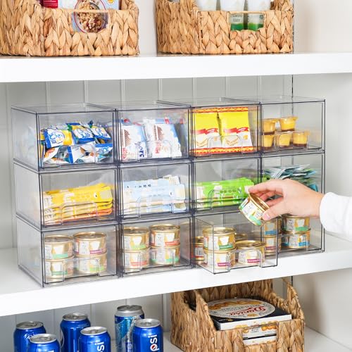 4 Pack Clear Stackable Plastic Storage Drawers C2418