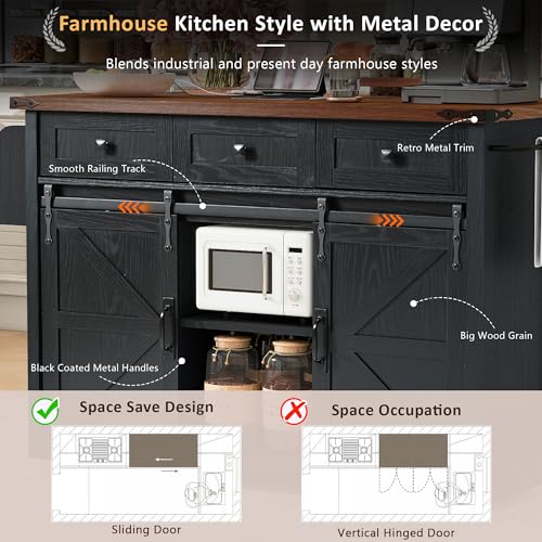 White Farmhouse Kitchen Island with Power Outlet and Drop Leaf B691