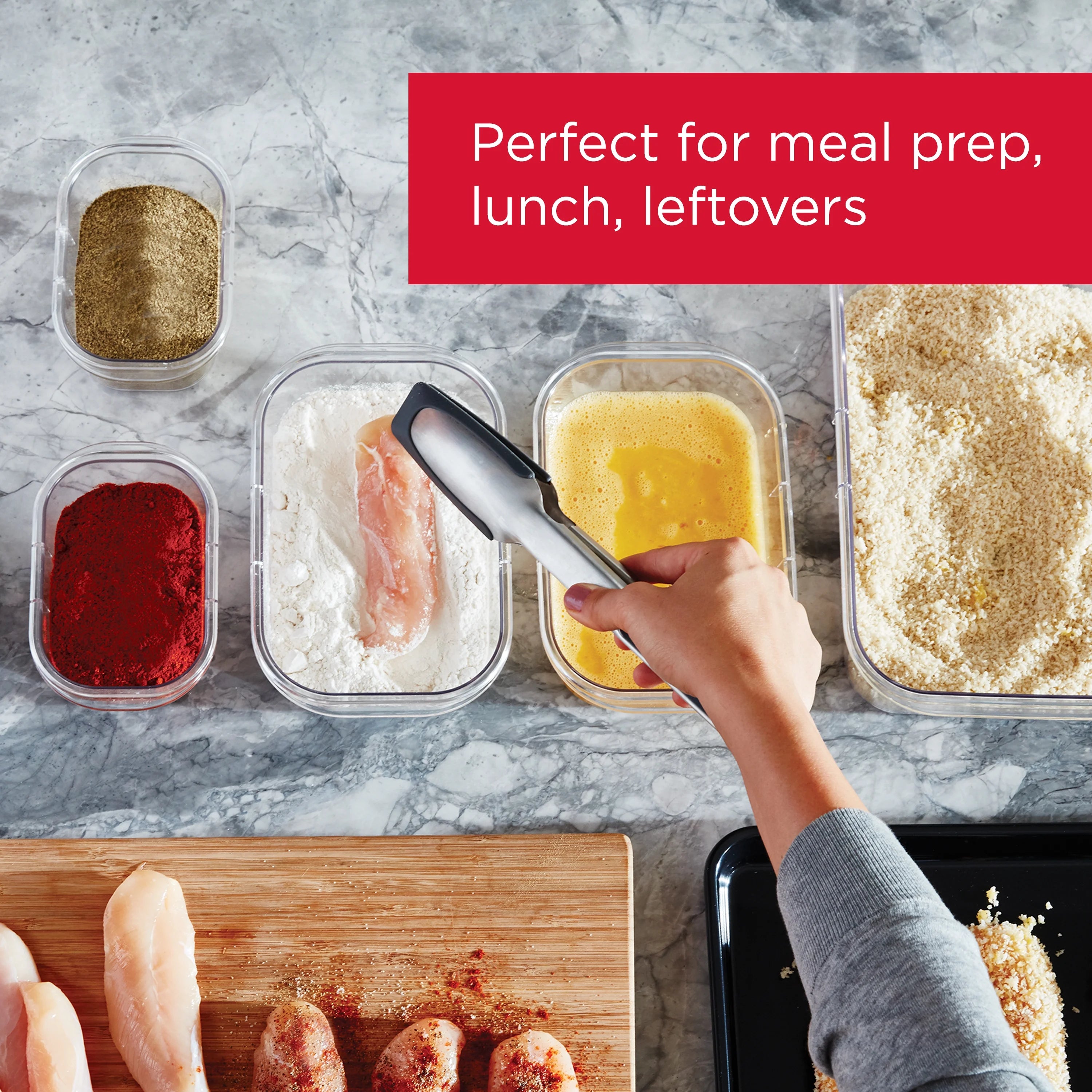Set of 5 Clear Tritan Food Storage Containers, 1.3 Cup Q363