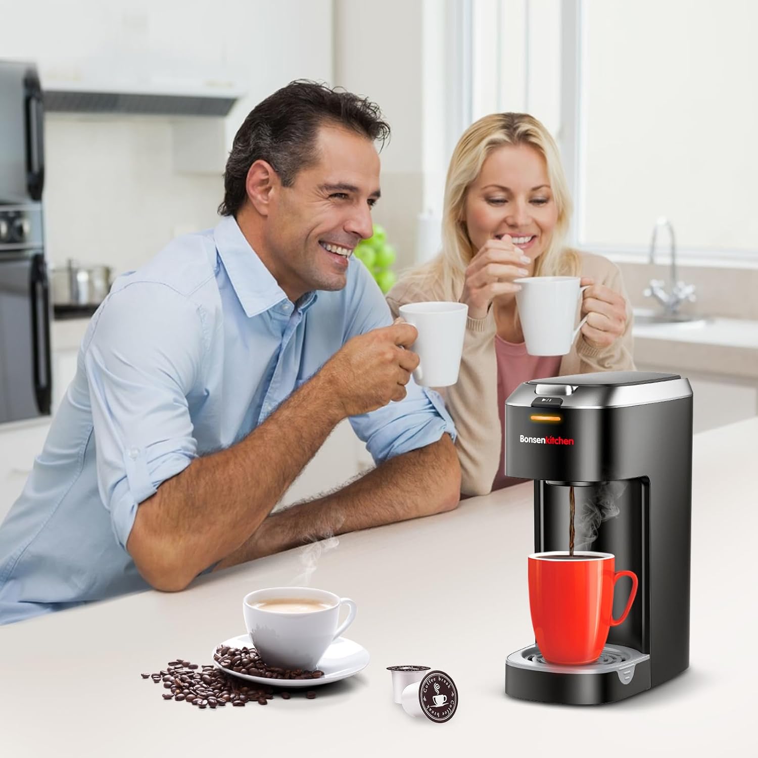 Single Serve Coffee Maker for K Cup Capsule, Brew Sizes 6 to 12oz P9193