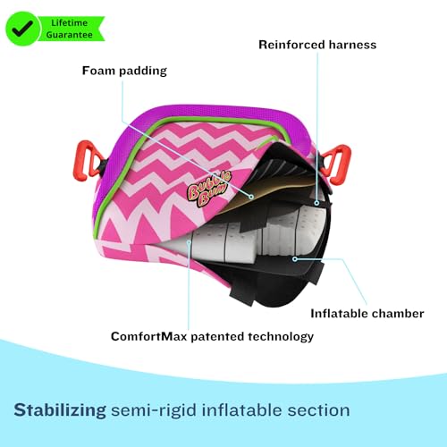 Inflatable Booster Car Seat - Blow Up Narrow Backless Booster Car Seat for Travel - Pink W159971