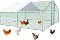 Metal Chicken Coop Cage with Waterproof Roof Shade Cover Large Chicken Run Coop Hen House Rabbit Cage Backyard Poultry Enclosure with Lockable Doors F448137
