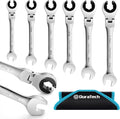 6-Piece Metric Ratcheting Wrench Set with Open Flex-head, 10-17mm, CR-V Steel, with Organizer Bag H70268