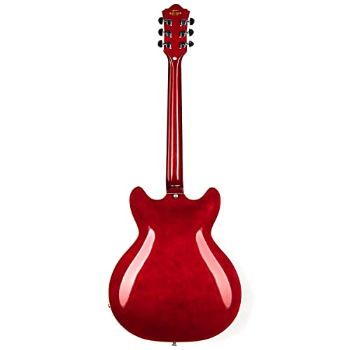 Full Scale Semi-Hollow Body Electric Guitar Stainless Steel Frets Red F219