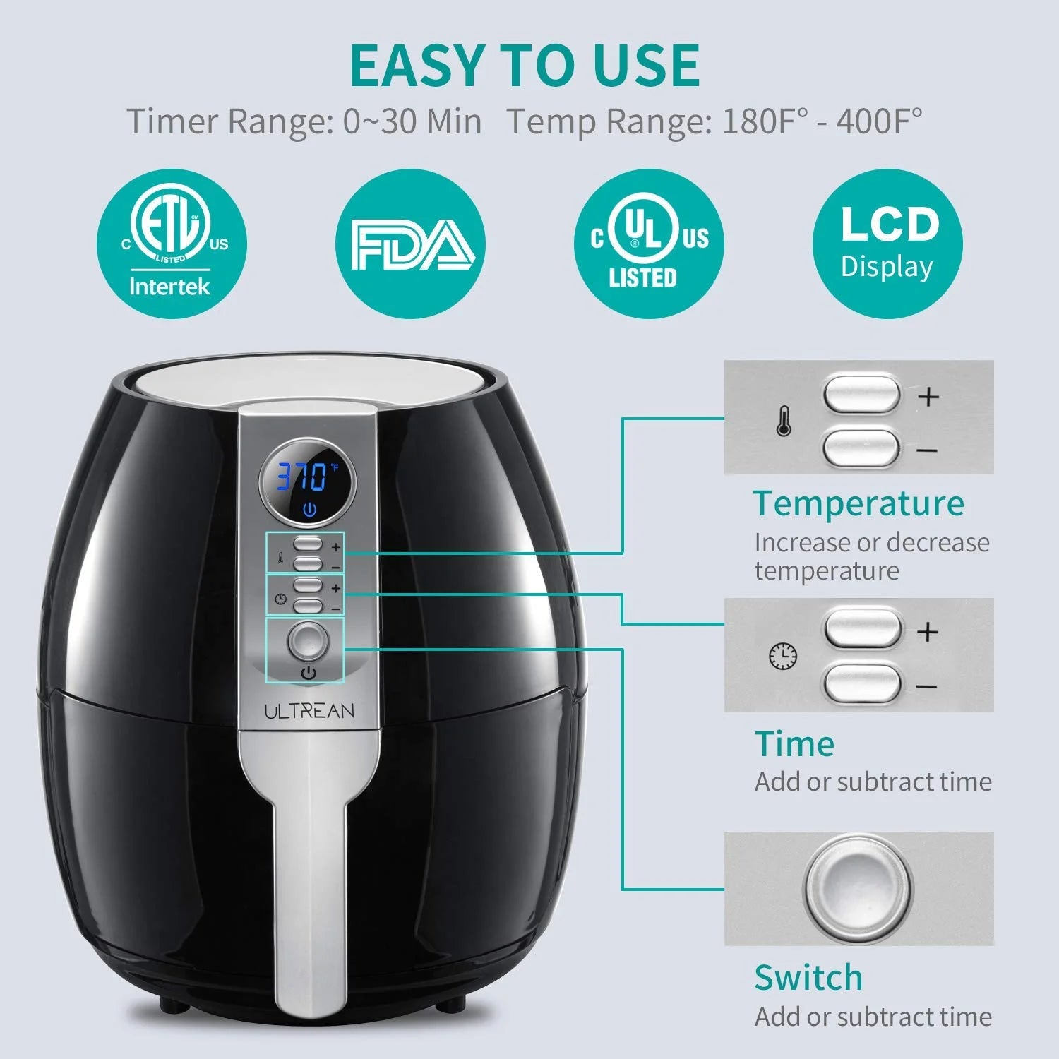 4.2 Quart Nonstick Air Fryer with LCD Digital Screen I993141
