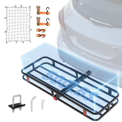 Folding Hitch Carrier 500lb Capacity Cargo Basket Waterproof Bag S60412