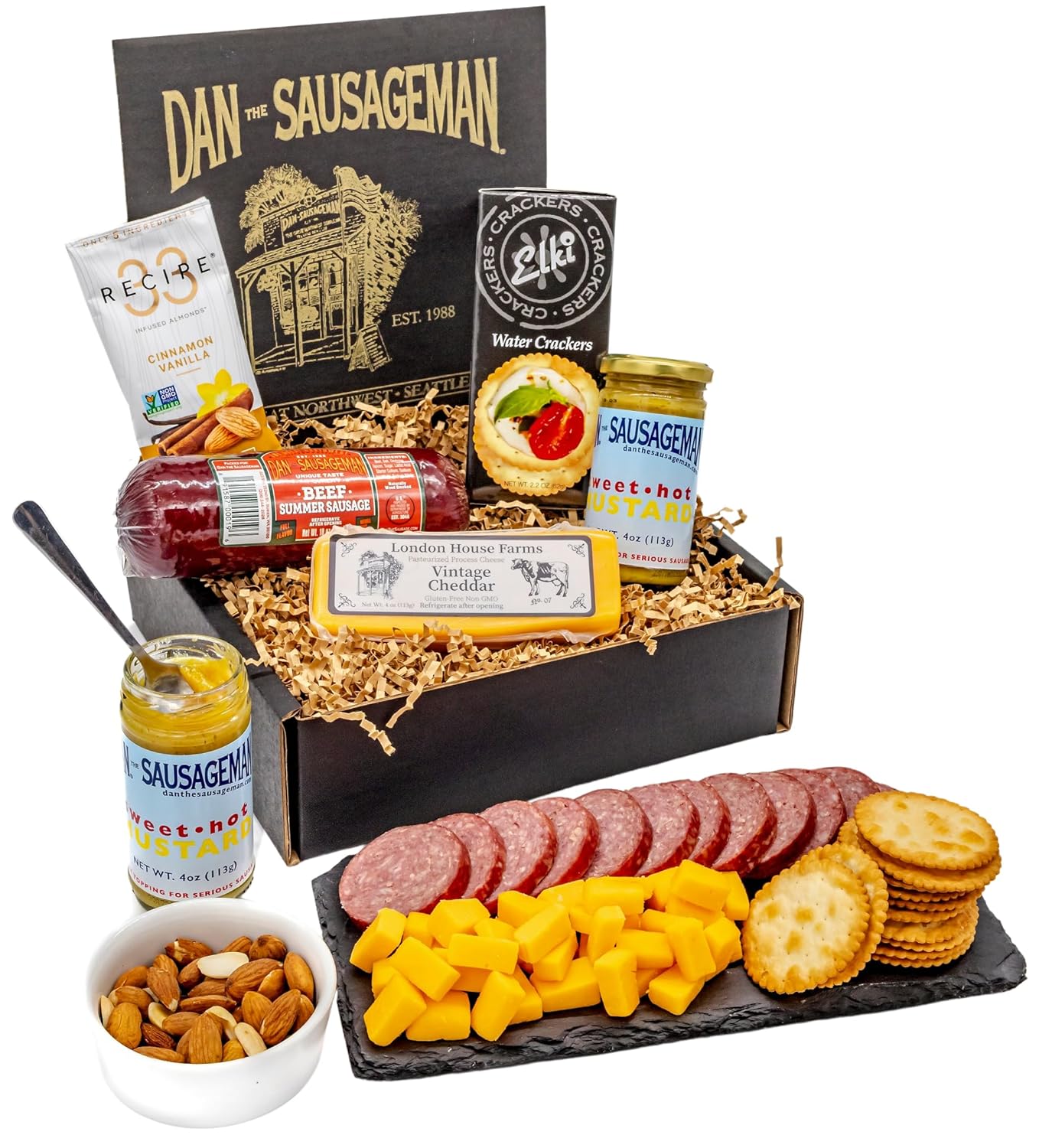Smoked Beef Summer Sausage and Sweet Hot Mustard Sampler D508