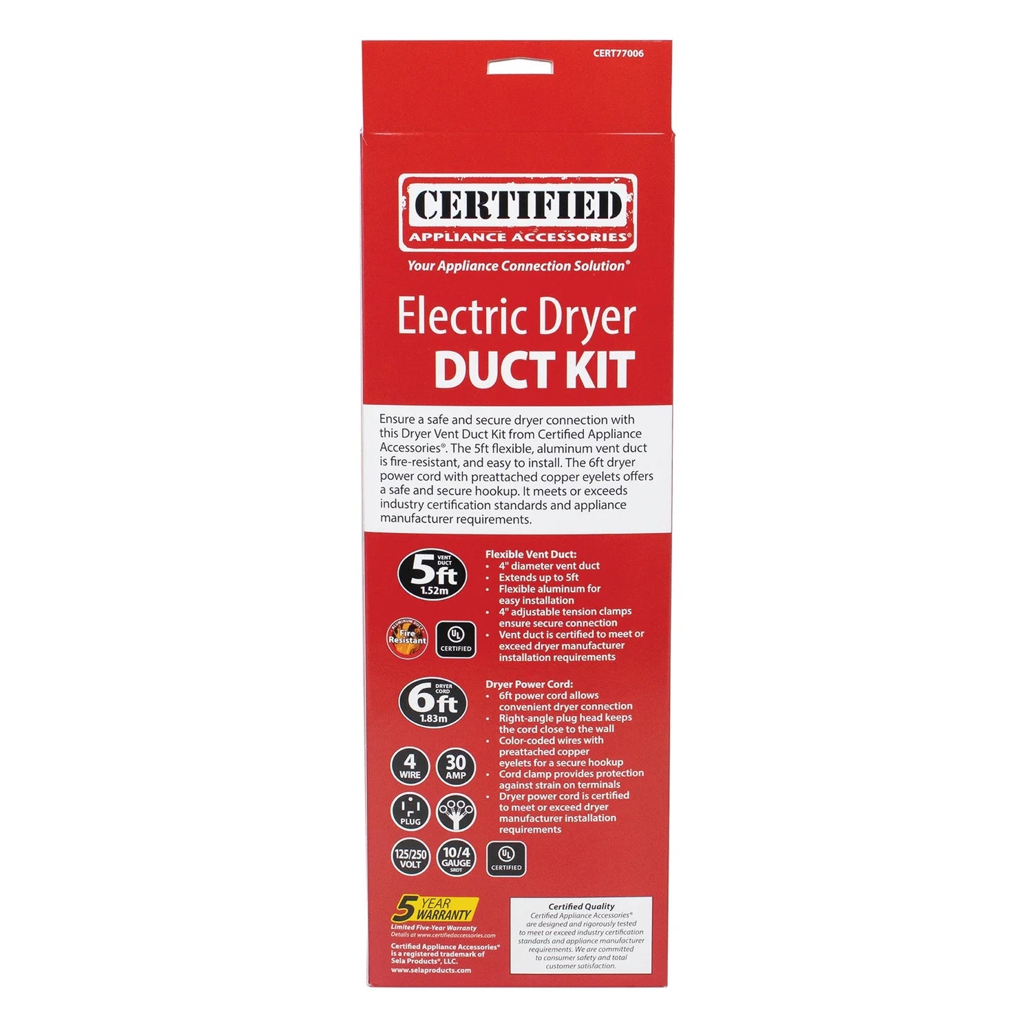 Electric Dryer Flex Duct Kit with 4-Wire 30-Amp 6ft Cord F9899