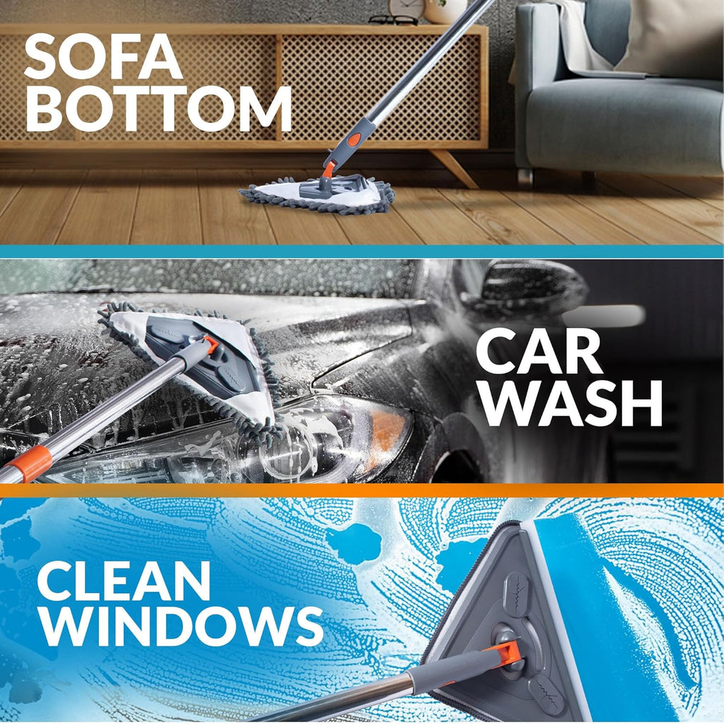 Wall Cleaning Mop with Long Handle 85 inches, 6 Microfiber Reusable Mop T71210
