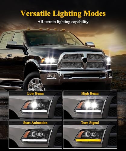 Full LED Headlights Assembly Pair with DRL Sequential Turn Signal Hi/Low Beam 6500K 12V IP67 K636050