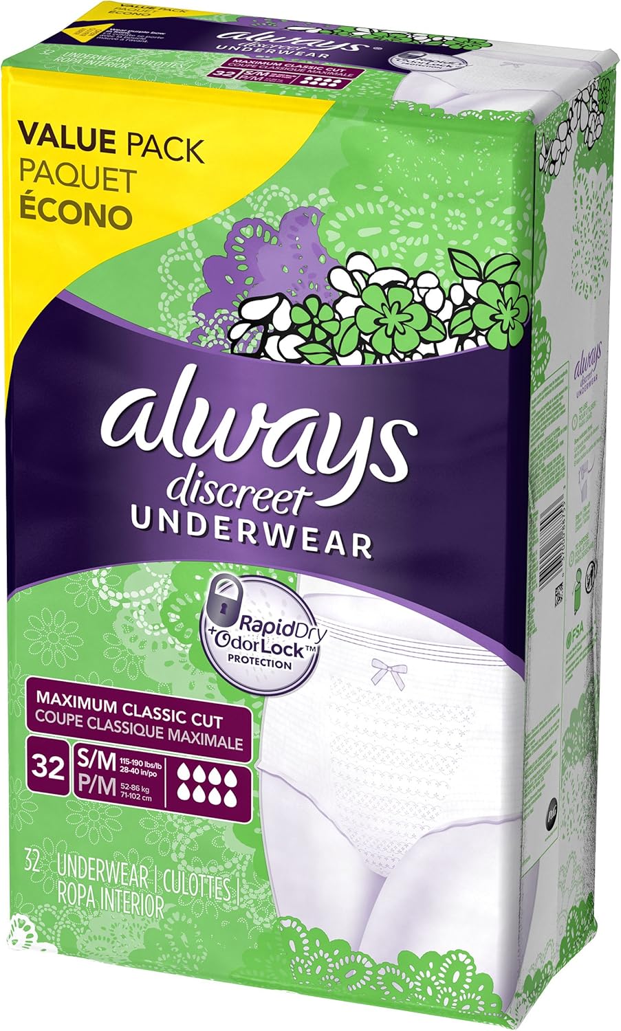 Maximum Absorbency Incontinence Underwear, Small/Medium, 32 Count U161040