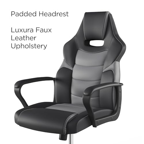Black & Gray Faux Leather Gaming Chair Y8433