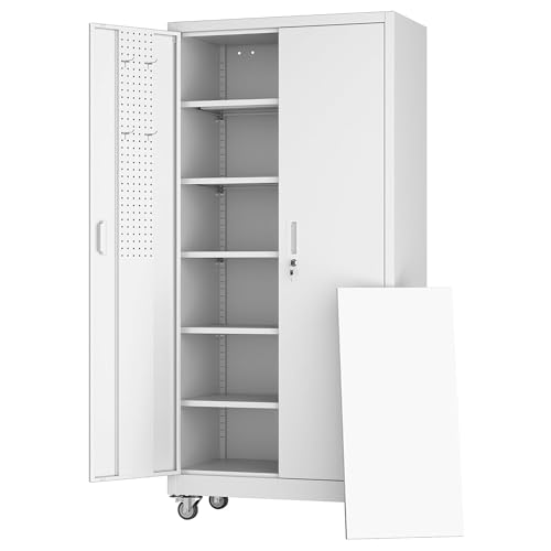 Black 72" H Metal Storage Cabinet with 2 Doors and 4 Adjustable Shelves U96977